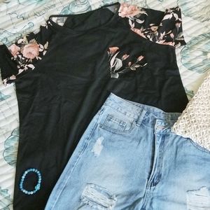 Black & floral top